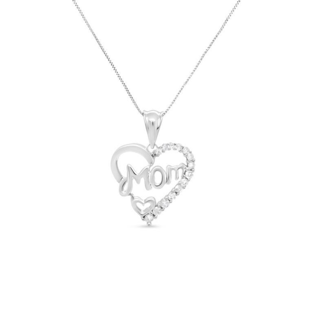 Diamond Heart 'Mom' Pendant Necklace 
Appraisal included!